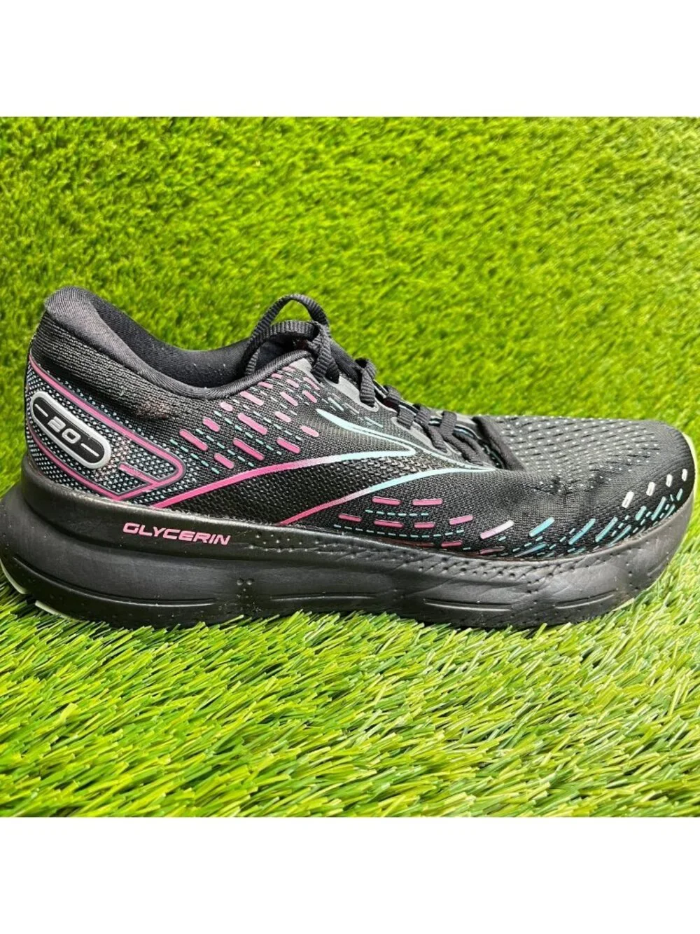 Brooks Glycerin 20 Womens Size 10 Black Blue Athletic Running Shoes Sneakers